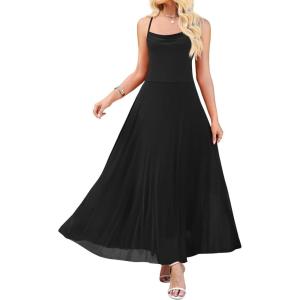 image:imageWEACZZY Women Summer Maxi Dresses Spaghetti Strap Dress Beach Long DressesBlack