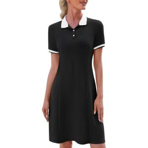 image:imageWEACZZY Women Tshirt Dress Short Sleeve Polo Dresses Easy Classic Summer DressesBlack