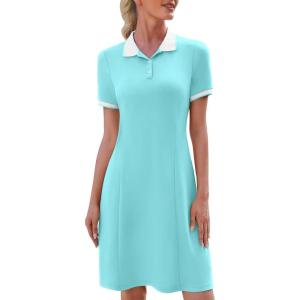 image:imageWEACZZY Women Tshirt Dress Short Sleeve Polo Dresses Easy Classic Summer DressesLight Blue