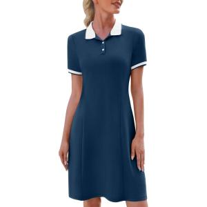 image:imageWEACZZY Women Tshirt Dress Short Sleeve Polo Dresses Easy Classic Summer DressesNavy Blue