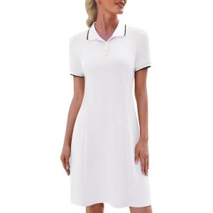 image:imageWEACZZY Women Tshirt Dress Short Sleeve Polo Dresses Easy Classic Summer DressesWhite