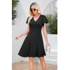image:imageWEACZZY Casual Dresses for Women Flowy V Neck Ruffle Short Sleeves Flare Cocktail Party Dress Asymmetry Ruffle HemBlack