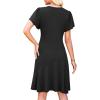 image:imageWEACZZY Casual Dresses for Women Flowy V Neck Ruffle Short Sleeves Flare Cocktail Party Dress Asymmetry Ruffle HemBlack