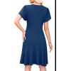 image:imageWEACZZY Casual Dresses for Women Flowy V Neck Ruffle Short Sleeves Flare Cocktail Party Dress Asymmetry Ruffle HemNavy Blue
