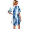 image:imageWEACZZY Nightgowns for Women Soft Sleep Shirt V Neck Short Sleeve Loungewear Loose Comfy NightShirtsBlue Tie Dye