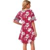 image:imageWEACZZY Nightgowns for Women Soft Sleep Shirt V Neck Short Sleeve Loungewear Loose Comfy NightShirtsRed White Flower
