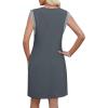 image:imageWEACZZY Summer Dresses for Women 2026 Casual Crewneck Fit Beach Vacation Dress Sleeveless Loose Sundress with PocketsDark Gray