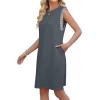 image:imageWEACZZY Summer Dresses for Women 2026 Casual Crewneck Fit Beach Vacation Dress Sleeveless Loose Sundress with PocketsDark Gray