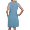 image:imageWEACZZY Summer Dresses for Women 2026 Casual Crewneck Fit Beach Vacation Dress Sleeveless Loose Sundress with PocketsDenim Blue