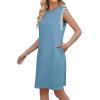 image:imageWEACZZY Summer Dresses for Women 2026 Casual Crewneck Fit Beach Vacation Dress Sleeveless Loose Sundress with PocketsDenim Blue
