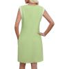 image:imageWEACZZY Summer Dresses for Women 2026 Casual Crewneck Fit Beach Vacation Dress Sleeveless Loose Sundress with PocketsGreen