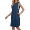 image:imageWEACZZY Summer Dresses for Women 2026 Casual Crewneck Fit Beach Vacation Dress Sleeveless Loose Sundress with PocketsNavy Blue