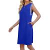 image:imageWEACZZY Summer Dresses for Women 2026 Casual Crewneck Fit Beach Vacation Dress Sleeveless Loose Sundress with PocketsRoyal Blue