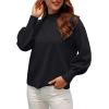 image:imageWEACZZY Womens 2026 Fall Fashion Casual Sweaters Mock Neck Long Lantern Sleeve Lightweight Knit Pullover Sweater Tops03 Black