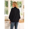 image:imageWEACZZY Womens 2026 Fall Fashion Casual Sweaters Mock Neck Long Lantern Sleeve Lightweight Knit Pullover Sweater Tops03 Black