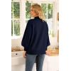 image:imageWEACZZY Womens 2026 Fall Fashion Casual Sweaters Mock Neck Long Lantern Sleeve Lightweight Knit Pullover Sweater Tops03navy Blue
