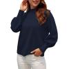 image:imageWEACZZY Womens 2026 Fall Fashion Casual Sweaters Mock Neck Long Lantern Sleeve Lightweight Knit Pullover Sweater Tops03navy Blue