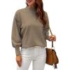 image:imageWEACZZY Womens 2026 Fall Fashion Casual Sweaters Mock Neck Long Lantern Sleeve Lightweight Knit Pullover Sweater Tops04camel