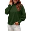 image:imageWEACZZY Womens 2026 Fall Fashion Casual Sweaters Mock Neck Long Lantern Sleeve Lightweight Knit Pullover Sweater TopsArmy Green