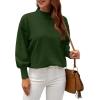 image:imageWEACZZY Womens 2026 Fall Fashion Casual Sweaters Mock Neck Long Lantern Sleeve Lightweight Knit Pullover Sweater TopsArmy Green