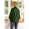 image:imageWEACZZY Womens 2026 Fall Fashion Casual Sweaters Mock Neck Long Lantern Sleeve Lightweight Knit Pullover Sweater TopsArmy Green