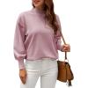 image:imageWEACZZY Womens 2026 Fall Fashion Casual Sweaters Mock Neck Long Lantern Sleeve Lightweight Knit Pullover Sweater TopsLight Purple