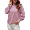 image:imageWEACZZY Womens 2026 Fall Fashion Casual Sweaters Mock Neck Long Lantern Sleeve Lightweight Knit Pullover Sweater TopsLight Purple
