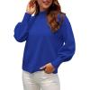 image:imageWEACZZY Womens 2026 Fall Fashion Casual Sweaters Mock Neck Long Lantern Sleeve Lightweight Knit Pullover Sweater TopsRoyal Blue