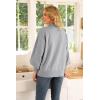image:imageWEACZZY Womens 2026 Fall Fashion Casual Sweaters Mock Neck Long Lantern Sleeve Lightweight Knit Pullover Sweater TopsSilver Gray