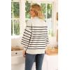 image:imageWEACZZY Womens 2026 Fall Fashion Casual Sweaters Mock Neck Long Lantern Sleeve Lightweight Knit Pullover Sweater TopsStriped Apricot