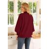image:imageWEACZZY Womens 2026 Fall Fashion Casual Sweaters Mock Neck Long Lantern Sleeve Lightweight Knit Pullover Sweater TopsWine Red