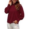 image:imageWEACZZY Womens 2026 Fall Fashion Casual Sweaters Mock Neck Long Lantern Sleeve Lightweight Knit Pullover Sweater TopsWine Red