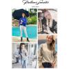 image:imageWEACZZY Womens 2026 Fall Fashion Casual Sweaters Mock Neck Long Lantern Sleeve Lightweight Knit Pullover Sweater TopsYh Khaki