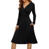 image:imageWEACZZY Womens 2026 Fall Long Sleeve Casual Dresses Wrap VNeck Semi Formal Party Dress with Pockets01 Long Sleeve Black