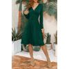image:imageWEACZZY Womens 2026 Fall Long Sleeve Casual Dresses Wrap VNeck Semi Formal Party Dress with Pockets01 Long Sleeve Dark Green