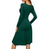 image:imageWEACZZY Womens 2026 Fall Long Sleeve Casual Dresses Wrap VNeck Semi Formal Party Dress with Pockets01 Long Sleeve Dark Green