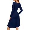 image:imageWEACZZY Womens 2026 Fall Long Sleeve Casual Dresses Wrap VNeck Semi Formal Party Dress with Pockets01 Long Sleeve Navy Blue
