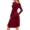 image:imageWEACZZY Womens 2026 Fall Long Sleeve Casual Dresses Wrap VNeck Semi Formal Party Dress with Pockets01 Long Sleeve Wine Red