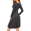 image:imageWEACZZY Womens 2026 Fall Long Sleeve Casual Dresses Wrap VNeck Semi Formal Party Dress with PocketsDark Grey