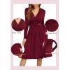image:imageWEACZZY Womens 2026 Fall Long Sleeve Casual Dresses Wrap VNeck Semi Formal Party Dress with PocketsDark Grey