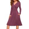 image:imageWEACZZY Womens 2026 Fall Long Sleeve Casual Dresses Wrap VNeck Semi Formal Party Dress with PocketsMauve