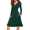 image:imageWEACZZY Womens 2026 Fall Long Sleeve Casual Dresses Wrap VNeck Semi Formal Party Dress with PocketsY Dark Green
