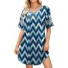 image:imageWEACZZY Nightgowns for Women Soft Sleep Shirt V Neck Short Sleeve Loungewear Loose Comfy NightShirtsWhite Waves