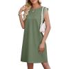 image:imageWEACZZY Summer Dresses for Women 2026 Casual Crewneck Fit Beach Vacation Dress Sleeveless Loose Sundress with PocketsArmy Green