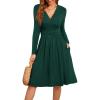 image:imageWEACZZY Womens 2026 Fall Long Sleeve Casual Dresses Wrap VNeck Semi Formal Party Dress with PocketsY Dark Green