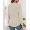 image:imageWEACZZY Women Long Sleeve Shirts Crew Neck Tunic Tops Soft Casual Blouses Creased Design Curved Side Hem Fashion Outfits 202601 Beige
