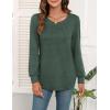 image:imageWEACZZY Women Long Sleeve Shirts Crew Neck Tunic Tops Soft Casual Blouses Creased Design Curved Side Hem Fashion Outfits 202603 Green