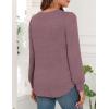 image:imageWEACZZY Women Long Sleeve Shirts Crew Neck Tunic Tops Soft Casual Blouses Creased Design Curved Side Hem Fashion Outfits 202604 Mauve