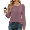 image:imageWEACZZY Women Long Sleeve Shirts Crew Neck Tunic Tops Soft Casual Blouses Creased Design Curved Side Hem Fashion Outfits 202604 Mauve