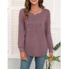 image:imageWEACZZY Women Long Sleeve Shirts Crew Neck Tunic Tops Soft Casual Blouses Creased Design Curved Side Hem Fashion Outfits 202604 Mauve